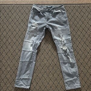 PRPS Gray Distressed Skinny Jeans